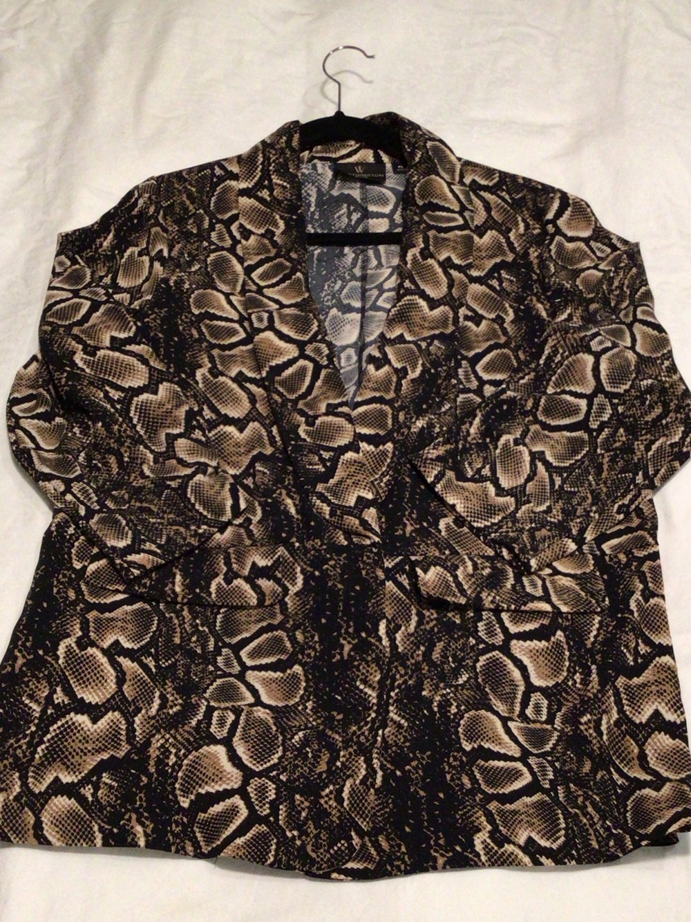 Snake Print open light weight Blazer Jacket faux pocket NWT super chic